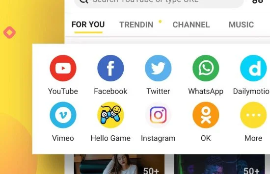 Sites suportados pelo Snaptube